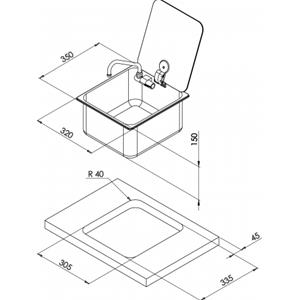 LAVELLO INOX 320X350MM A SCOMPARSA