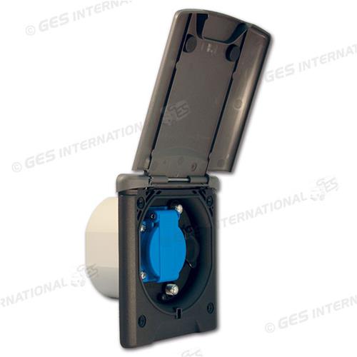 PRESA TV-SAT-230V-12V FORO DIAMETRO 90MM SAGOMATA GRIGIO