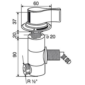 RUBINETTO CARAVAN SOTTOPIANO STYLE 2000 NERO CON INTERRUTTORE 20MM