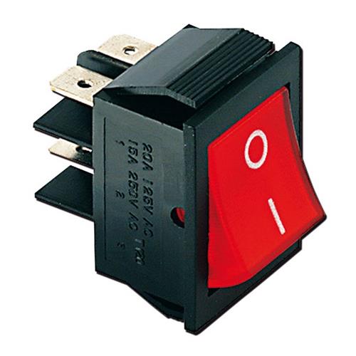 INTERRUTTORE LUMINOSO RETTANGOLARE ROSSO 220V 28X22.5MM