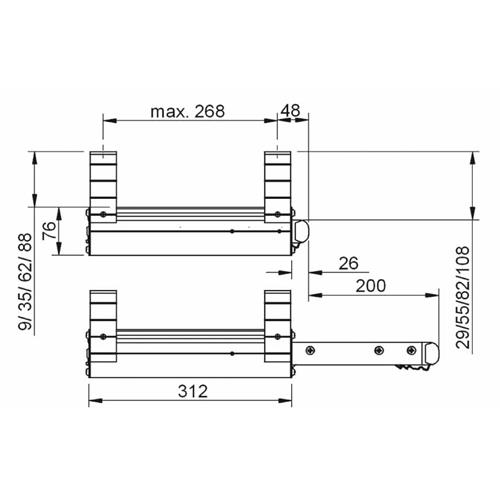 GRADINO MANUALE SLIDE OUT STEP 400MM ALU 307564