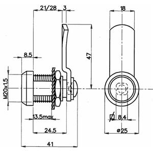 SERRATURA IN ZAMA (CORTA) PER PORTELLONE NERA