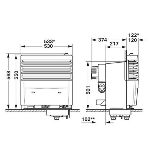 MASK FRONT HEATER TRUMATIC S 5004 ALUMINUM TITAN