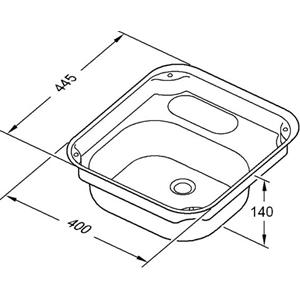 LAVELLO INOX RETTANGOLARE 400X455 P140MM LINEA BASIC 34