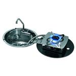 PIANO COTTURA A GAS CON 1 FUOCO DIAM.340 P180MM RIBALTABILE CON LAVELLO INOX