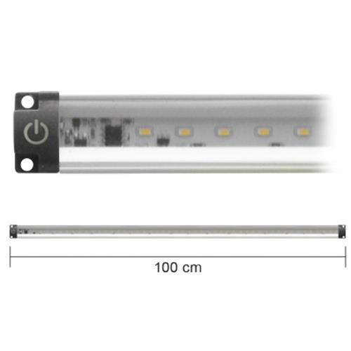 BARRA PROFILO ULTRAPIATTO LED IN ALLUMINIO 10W 100CM CON INTERRUTTORE 4000K