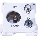 PRESA 12VAUTO+TV+SAT (PRESA 12V ACCEND.+TV 9,5+SAT) BIANCO