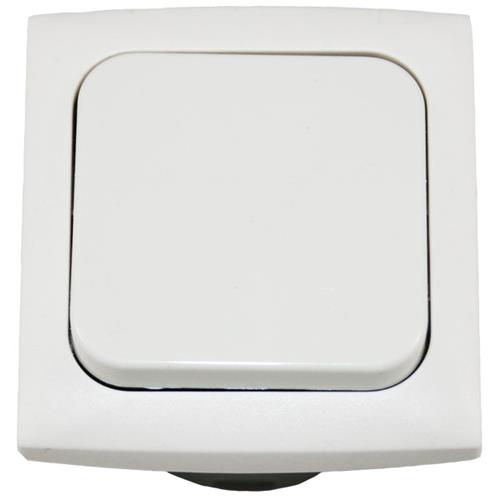 INTERRUTTORE UNIPOLARE + CORNICE + SCATOLA PROT. BIANCO