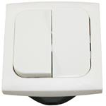 INTERRUTTORE UNIPOLARE DOPPIO + CORNICE + SCATOLA PROT. BIANCO