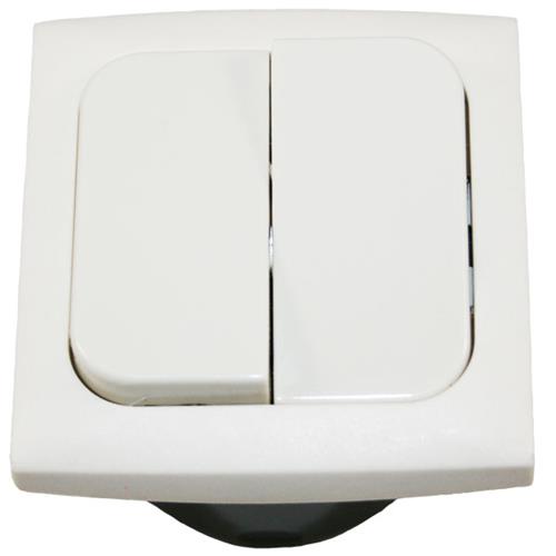 INTERRUTTORE UNIPOLARE DOPPIO + CORNICE + SCATOLA PROT. BIANCO