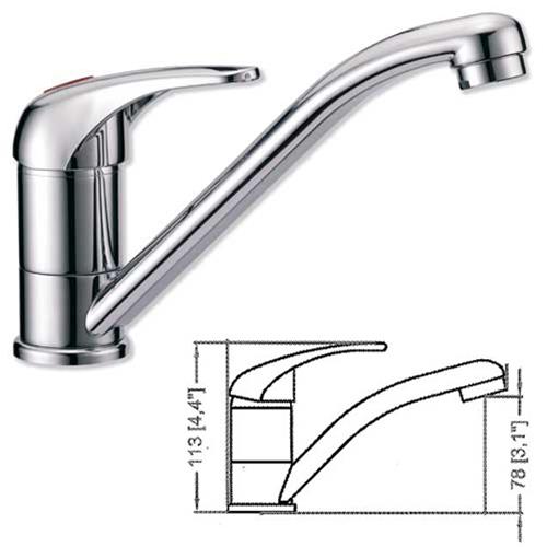 MISCELATORE MONOCOMANDO GIREVOLE COLLO LUNGO 200MM