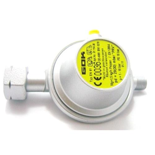 REGOLATORE GAS 30MB ORIZZONTALE USCITA FILETTATA C/VAL. SICUREZZA