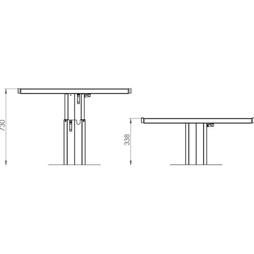 GAMBA PER TAVOLO TELESCOPICA CON TRASLATORE 4 DIR. GALAXY 730/338MM