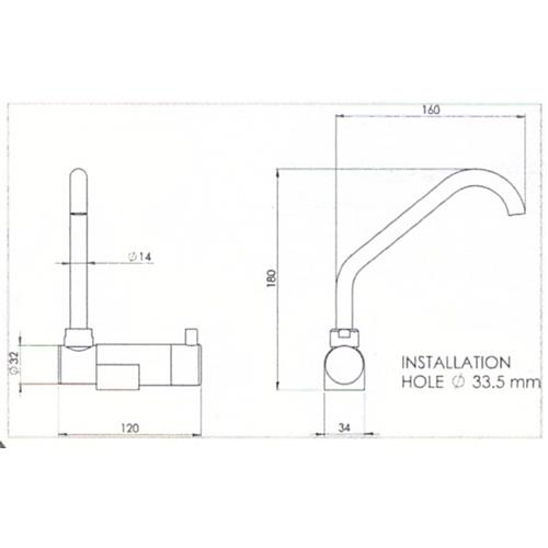 MISCELATORE MONOCOMANDO CANNA ABBATTIBILE STYLE