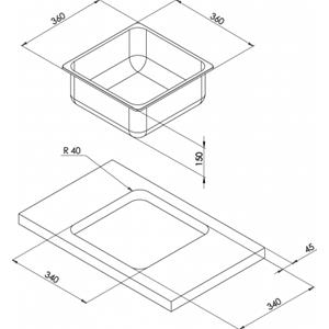 LAVELLO INOX QUADRATO 360X360