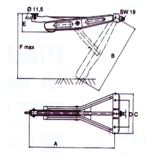 MARTINETTO STABILIZZATORE PER CARAVAN RINFORZATO 60° 470MM