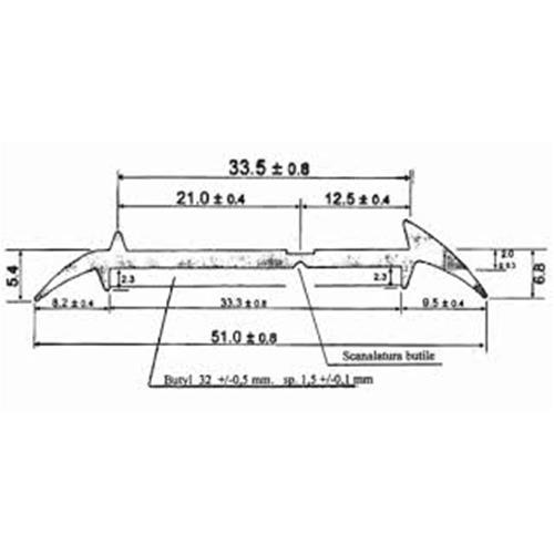GUARNIZIONE SOTTO RILOGA TRIGANO CON BUTILE 21X12.5MM ROTOLO 25MT