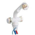 MISCELATORE CARAVAN DUE MANOPOLE IN ABS BIANCO ORO CON INTERRUTTORE 34MM