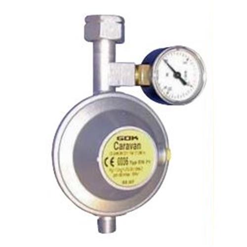 REGOLATORE GAS 30MB ORIZZONTALE USCITA FILETTATA CON MANOMETRO