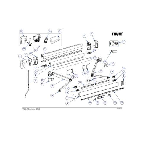 TAPPI FRONTALI DX+SX PER TENDALINO THULE 5200 BIANCO