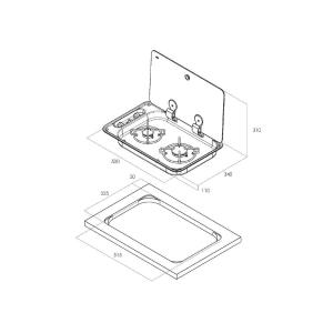 PIANO COTTURA A GAS CON 2 FUOCHI 1000+1900W FC1336
