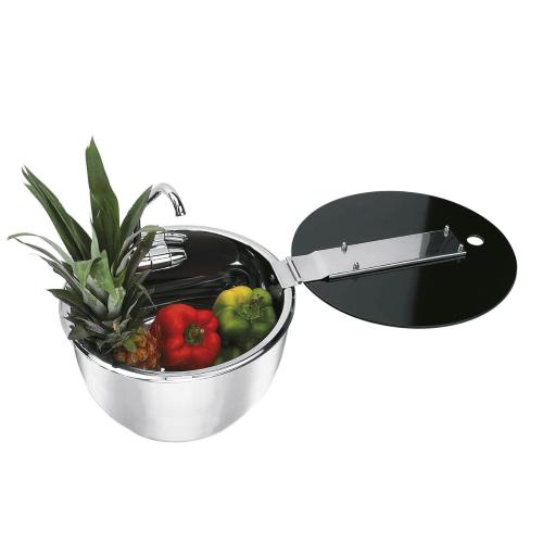 LAVELLO INOX TONDO 340X340MM A SCOMPARSA