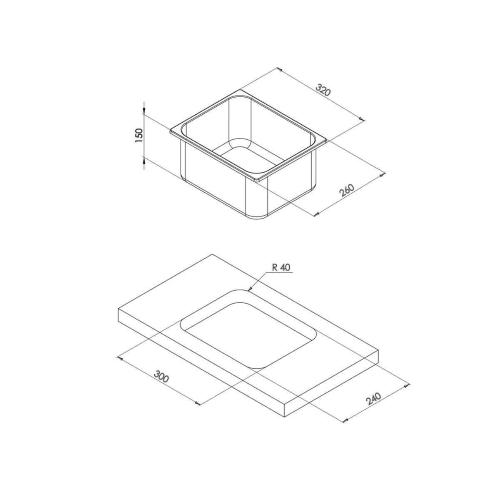 LAVELLO INOX RETTANGOLARE 320X260MM