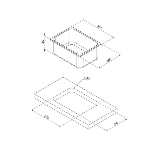 LAVELLO INOX RETTANGOLARE 355X260MM
