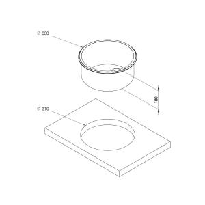 LAVELLO INOX TONDO DIAM 330MM BOTTATO