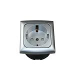 PRESA 230V SCHUKO + CORNICE SENZA COPERCHIO + SCATOLA PROT. ARGENTO