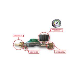 REGOLATORE BASSA PRESSIONE 1.5KG 29MBAR CON INDICATORE DI LIVELLO E VALVOLA DI SICUREZZA