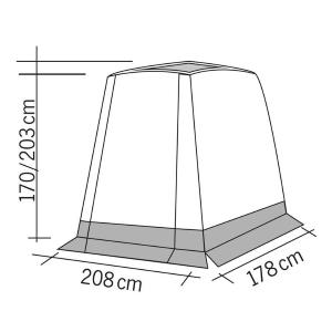 TENDA PER PORTELLONE POSTERIORE TRAPEZ VW CADDY 208X178X170/230CM