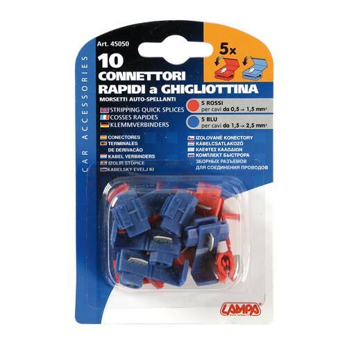 CONNETTORI RAPIDI A GHIGLIOTTINA ROSSO/BLU 10PZ