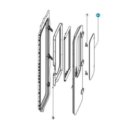 LASTRA PER PORTA CARAD-R PLUS 1930x580/1740x580 GRIGIO CHIARO CERNIERA A DESTRA 