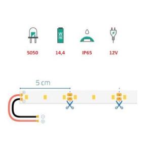 STRISCIA LED 12V 72W 5MT IMPERMEABILE BIANCO NEUTRO DIMMERABILE
