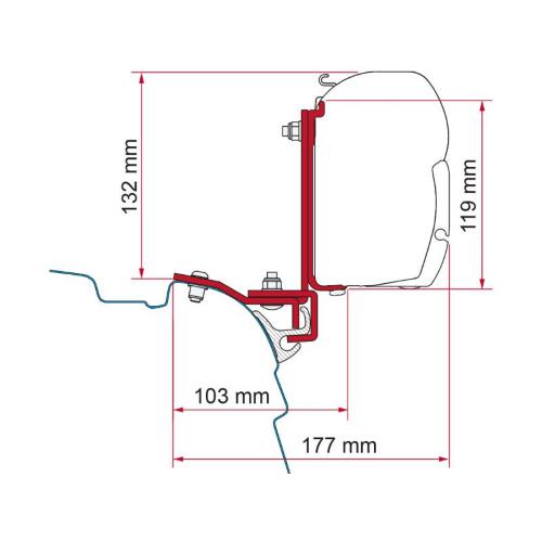 STAFFE PER F45/F43 VAN ADAPTER KIT VW T5 / T6 MULTIRAIL REIMO 98655Z156
