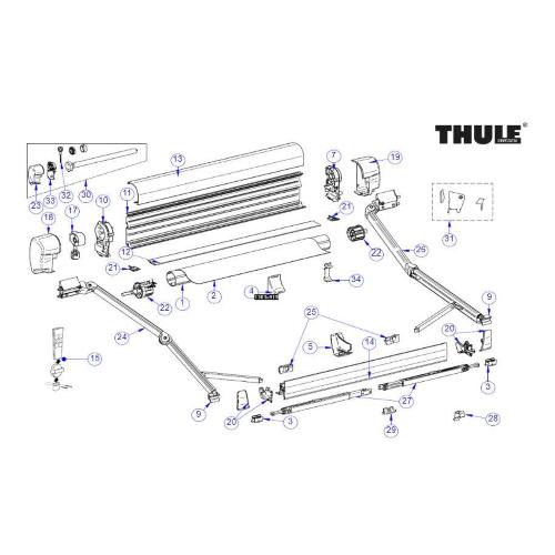 TAPPI FRONT DX+ SX PER TENDALINO THULE 8000 ANODIZZATO