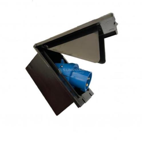 FIXED MALE POWER SOCKET 230V HOLE 135X70MM BLACK