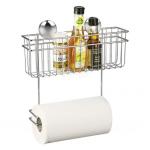 PORTA ROTOLO IN FILO CROMATO A VENTOSA CON CESTINO