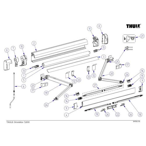 COPPIA GUSCI DX+SX PER TENDALINO THULE 5200 ANODIZZATA