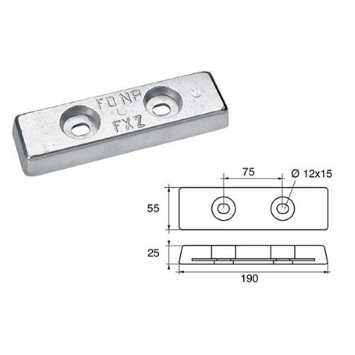 ANODO PER CARENE E SPECCHI DI POPPA FX-2 190X55X25MM