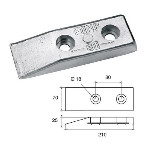 ANODO PER CARENE E SPECCHI DI POPPA FB-3 210X70X25MM