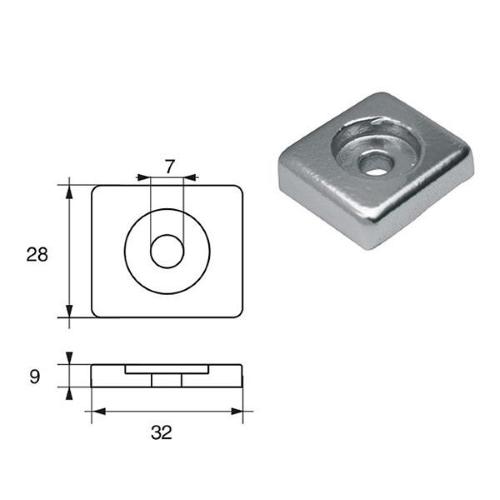 ANODO PER MOTORI HONDA FH-9 O.C.41106-ZW9-000 HP 8-10-15 32X28X9MM ZINCO
