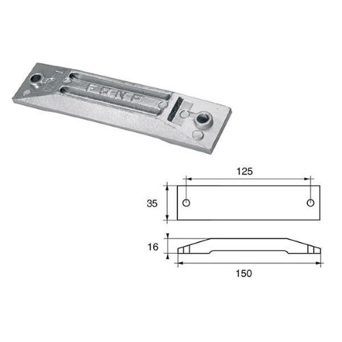 ANODO PER MOTORI HONDA FH-2 O.C.06411-ZV-5000 HP 40-50 150X35X16MM ZINCO