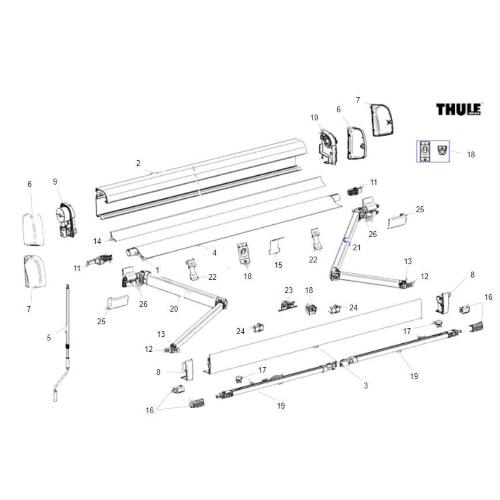 ASSIEME MECCANISMO SINISTRO PER TENDALINO THULE 4200 ANTRACITE