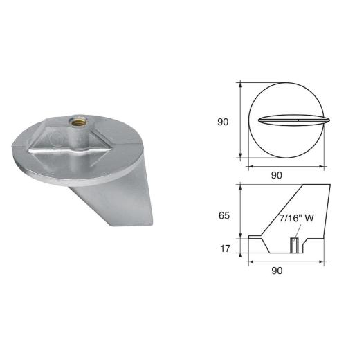 ANODO PER MOTORI MERCURY MERCRUISER FM-1 O.C.31640Q4 HP 40 EFI 50-75 4T 90X90X82MM ZINCO