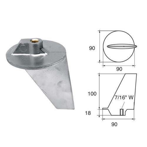 ANODO PER MOTORI MERCURY MERCRUISER FM-2 O.C.34127A1 HP 80-140 90X90X118MM