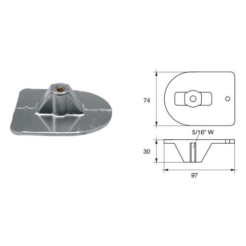 ANODO PER MOTORI MERCURY MERCRUISER FM-3 O.C.47820A1 HP 20 97X74X30MM