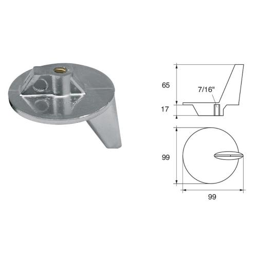 ANODO PER MOTORI MERCURY MERCRUISER FM-12 O.C.822777Q1 HP 50-140 ELICA INOX BRAVO ONE 99X99X82MM ZINCO