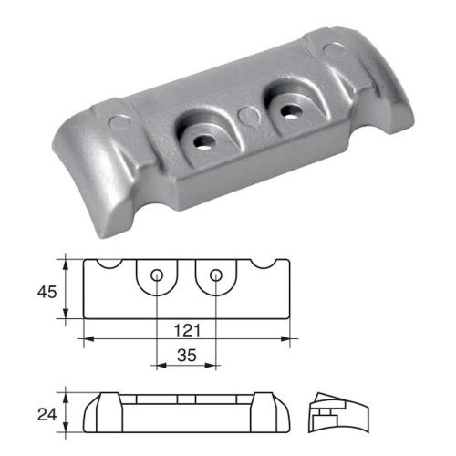 ANODO PER MOTORI MERCURY MERCRUISER FM-37 HP 215-275 VERADO 121X45X24MM ALU